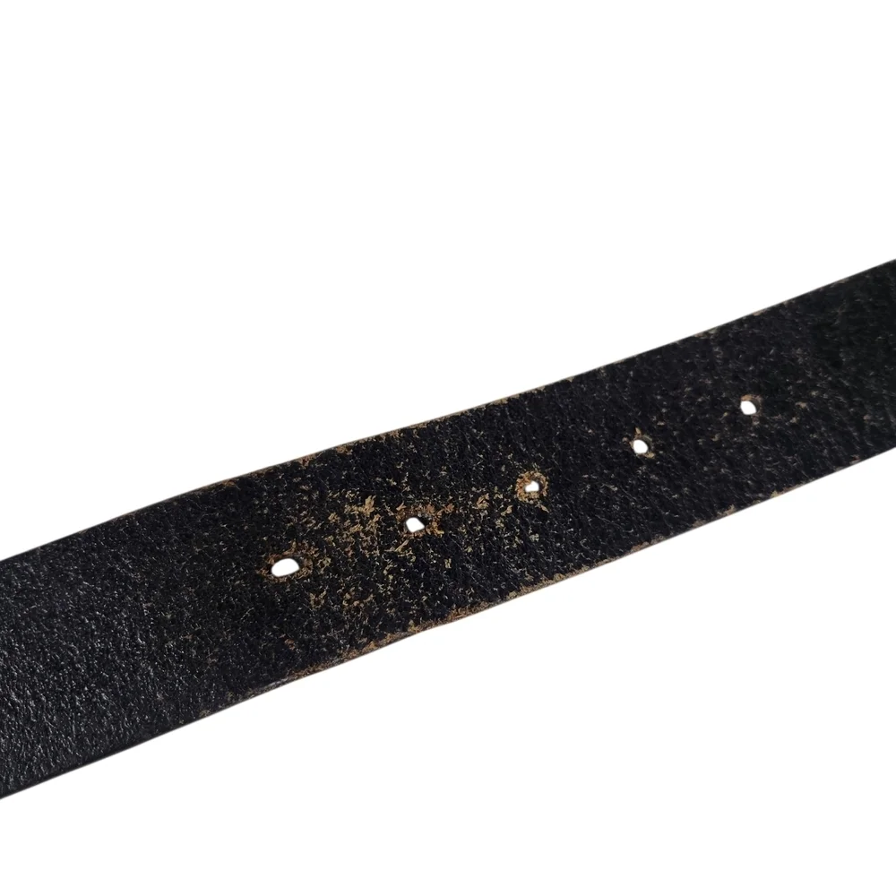 Levi Strauss & Co Leather Belt Size 40 Black Distressed Vintage Style Casual Men